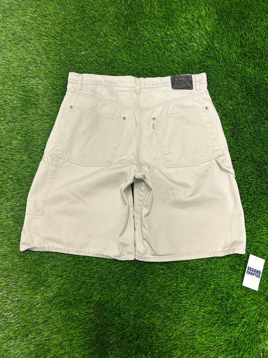 00s Levi's Silver Tab Baggy Khaki Carpenter Vintage Y2K Shorts (34)