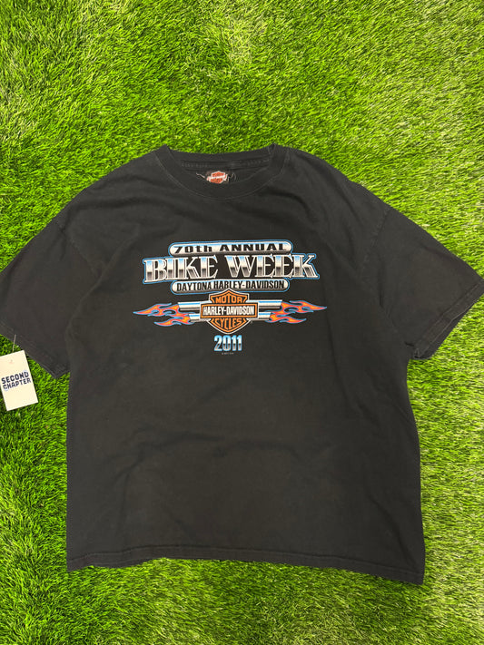 2011 Harley Davidson Bike Week Vintage Flames Biker Tee (XL)
