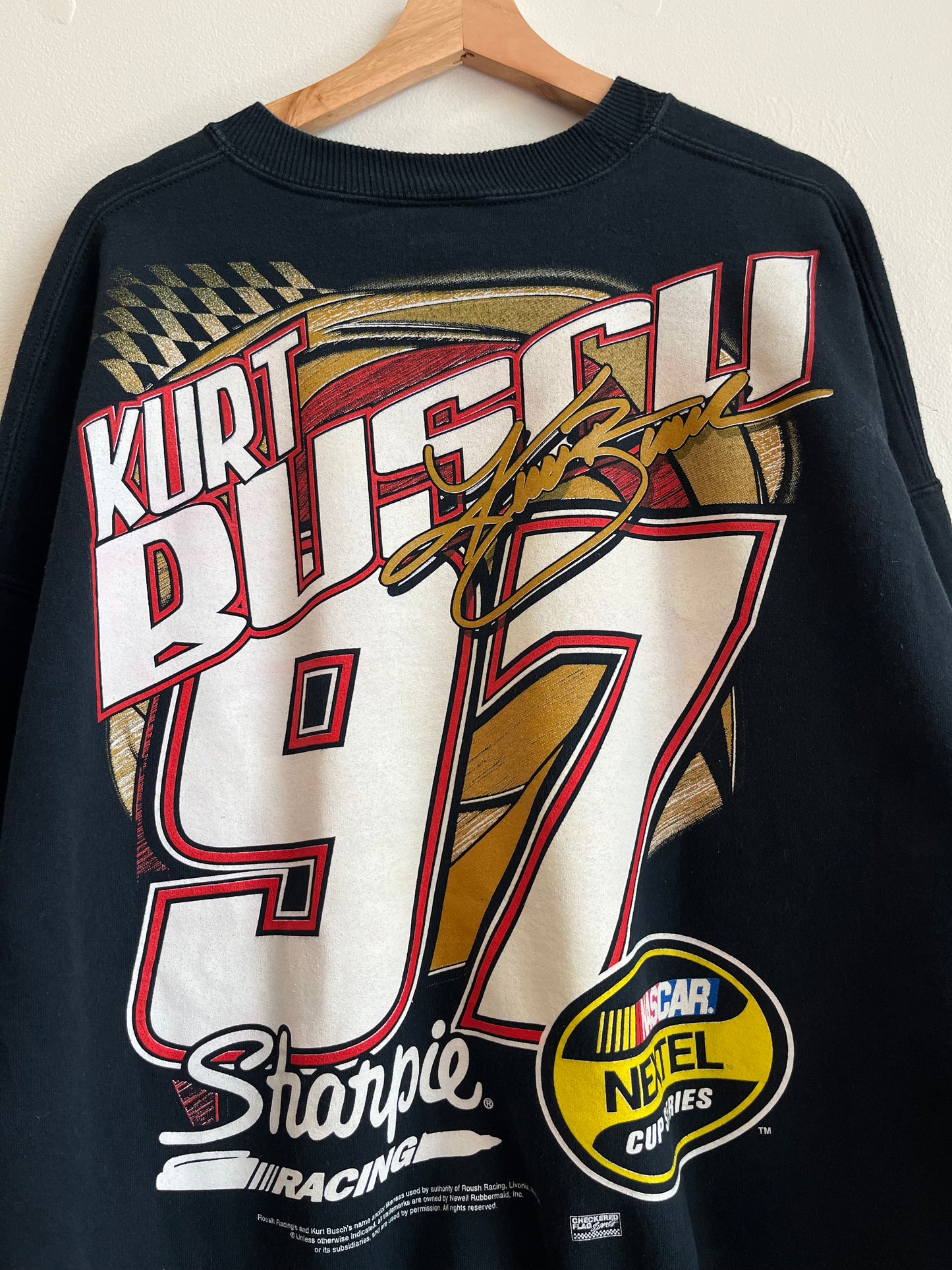 00s Nascar Kurt Busch Sharpie Back Graphic Crewneck (XXL)