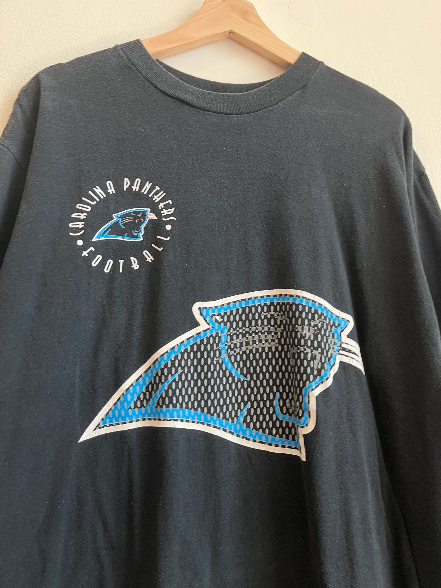 90s Carolina Panthers True Fan Faded Logo Tee (L)