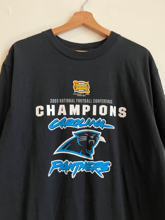 2003 Carolina Panthers NFL Super Bowl NFC Champions Black Tee (M)