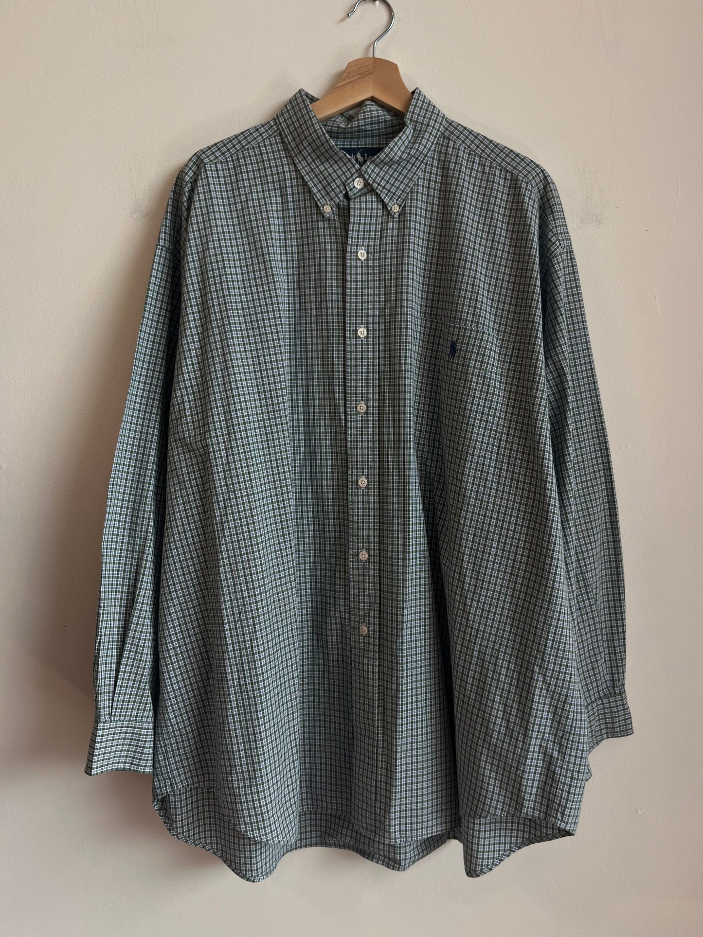 00s Polo Ralph Lauren Green Button Down Polo Shirt (XXL)