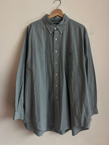 00s Polo Ralph Lauren Green Button Down Polo Shirt (XXL)