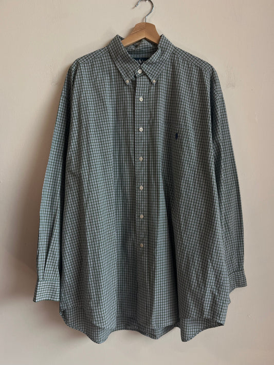 00s Polo Ralph Lauren Green Button Down Polo Shirt (XXL)