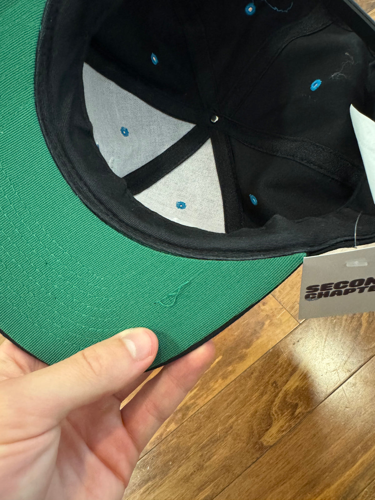 90s Carolina Panthers Logo Spell Out Black Hat (OS)