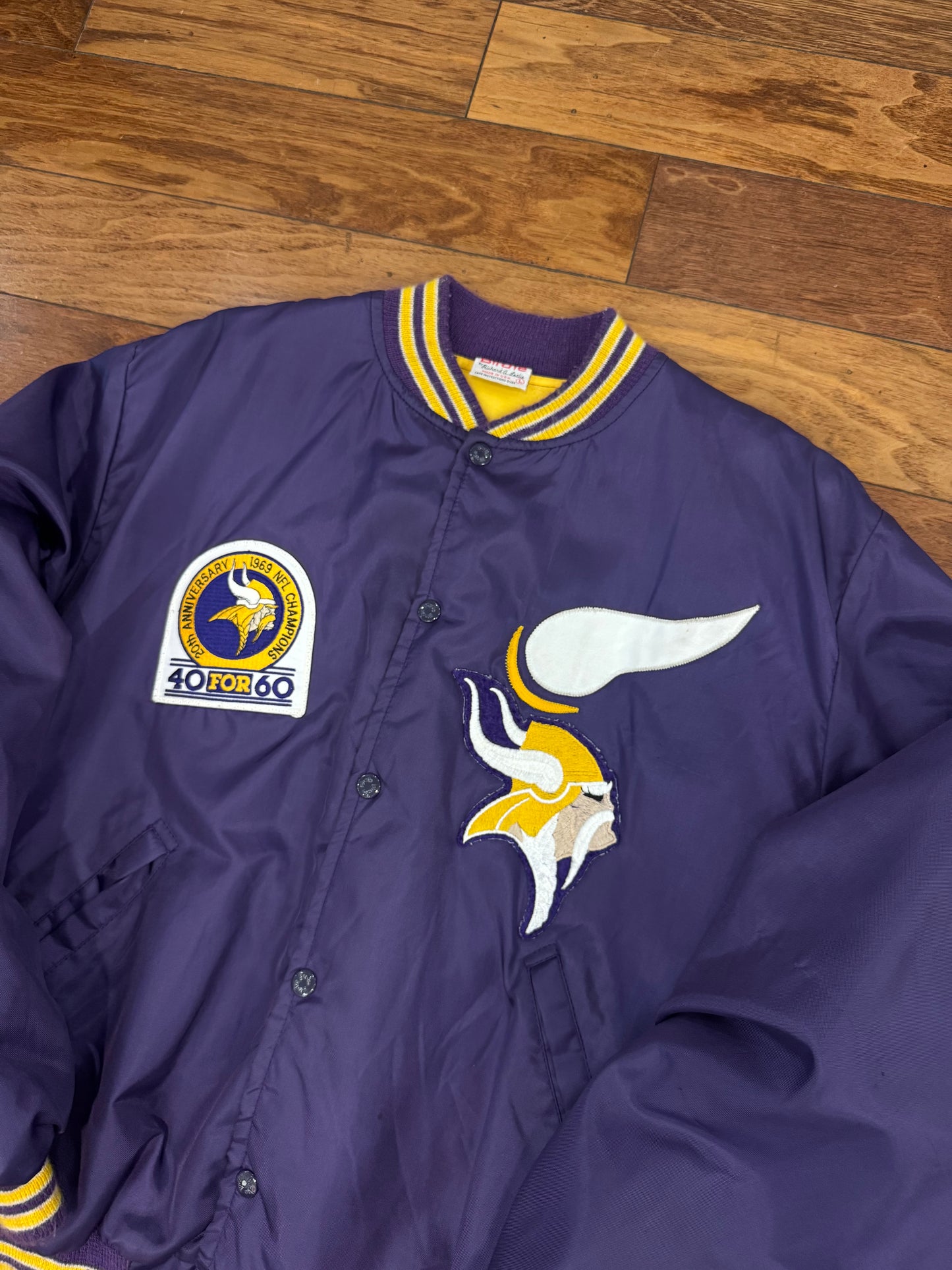 1989 Minnesota Vikings 20th Anniversary Vintage Birdie Satin Jacket (L)