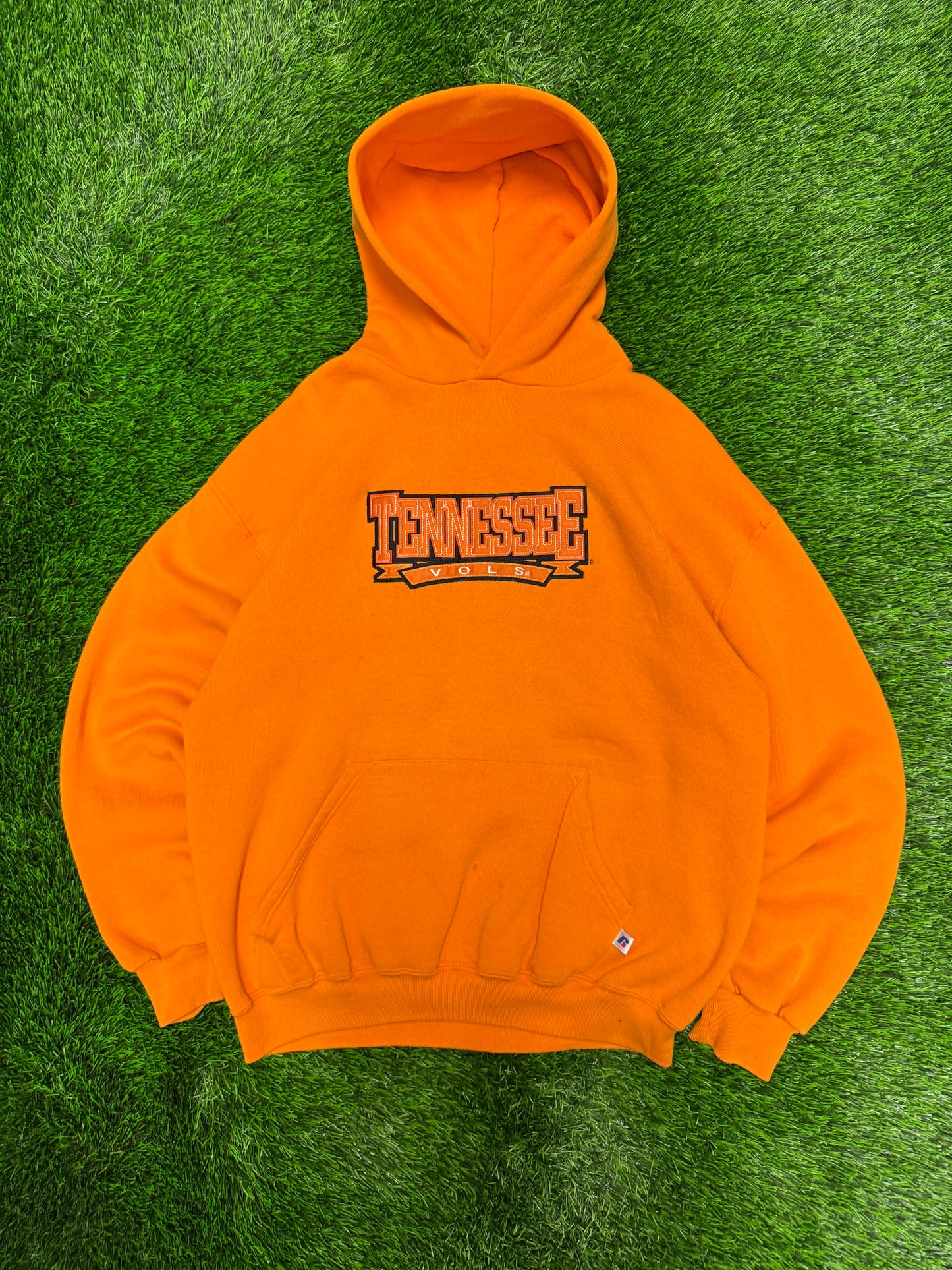 00s University of Tennessee (UT) Vols Spell Out Vintage Russell Embroidered Hoodie (L)