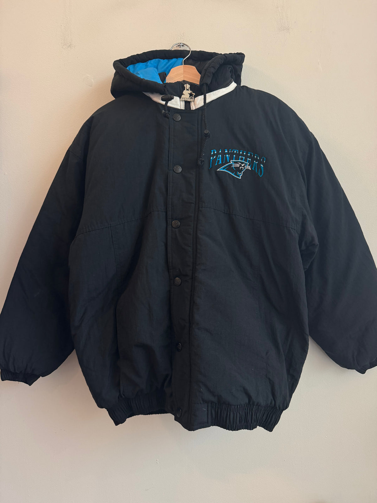 90s Carolina Panthers Black Starter Puffier Jacket (M)