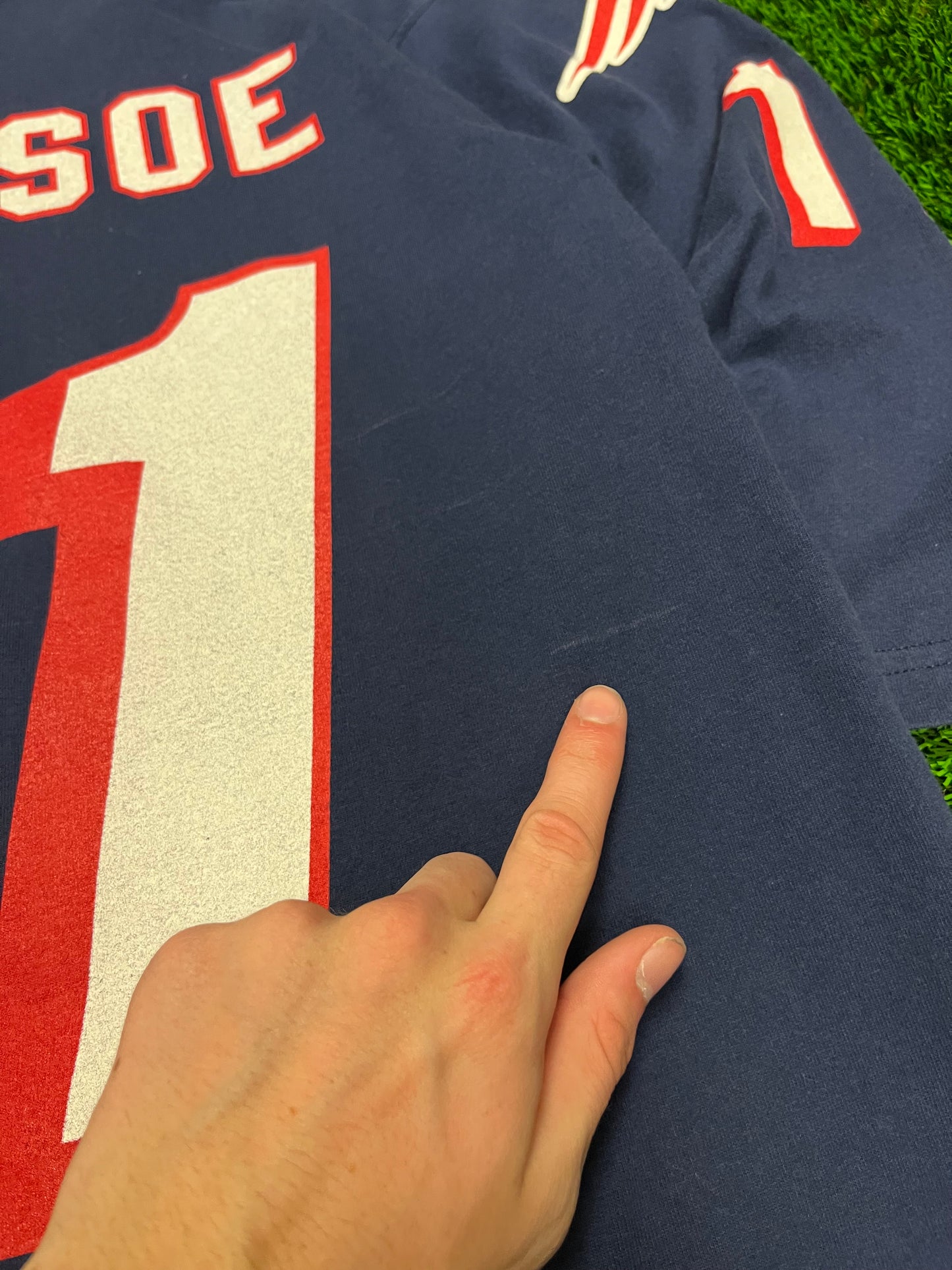 90s New England Patriots Drew Bledsoe 1/4th Sleeve Jersey Shirt