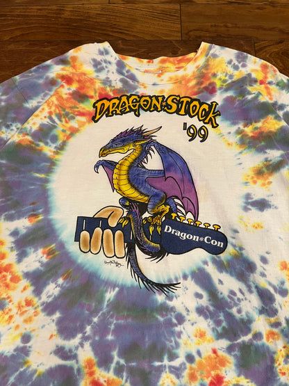 1999 Dragonstock Dragon Con Tie Dye Band Lineup Vintage Tee (XXL)