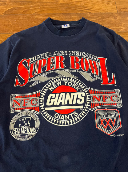 1990 New York Giants Super Bowl Logo 7 Tee (M)