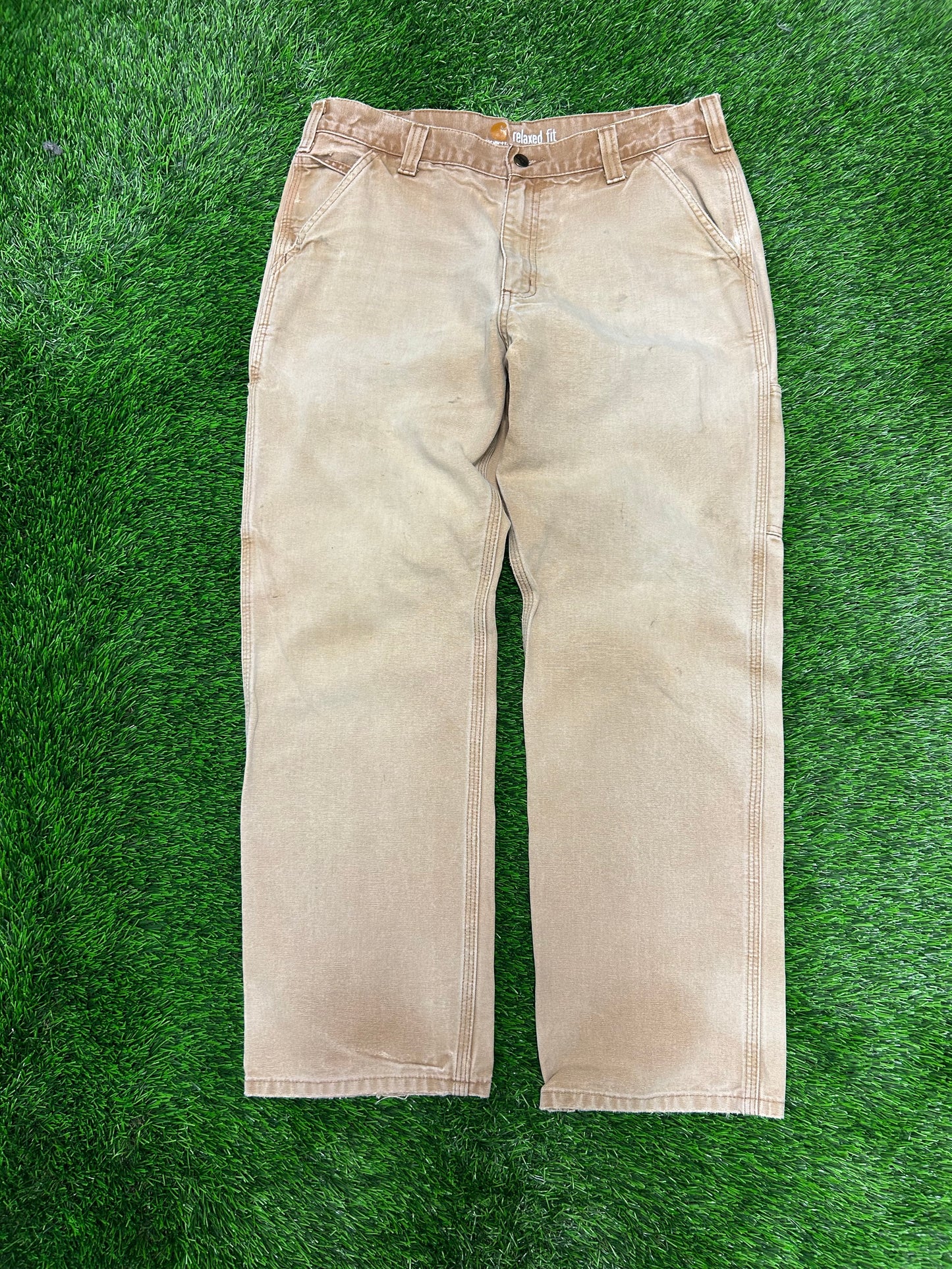 Carhartt Faded Tan Carpenter Workwear Pants (34 x 30)
