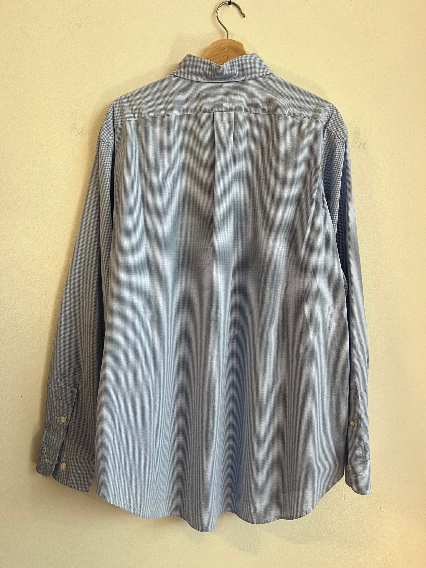 00s Ralph Lauren Blue Pink Pony Long-Sleeve Button Down Polo Shirt (XL)