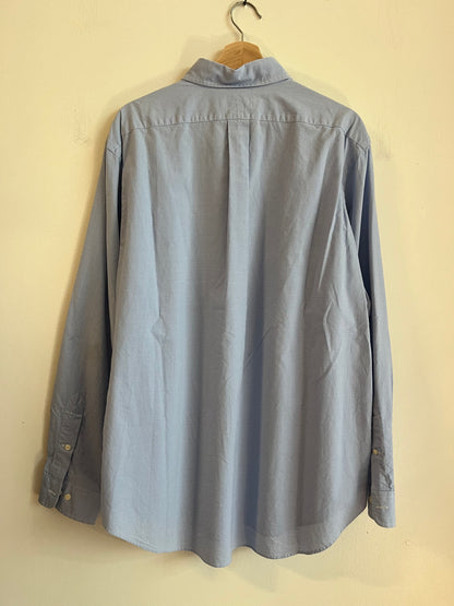 00s Ralph Lauren Blue Pink Pony Long-Sleeve Button Down Polo Shirt (XL)