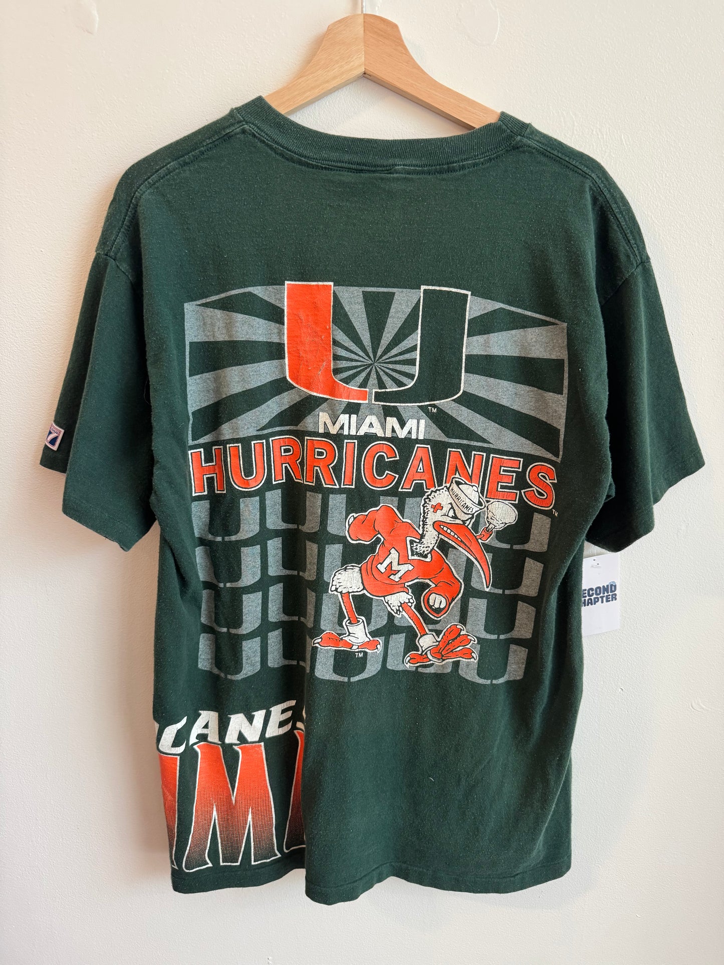 90s Miami Hurricanes Vintage Wrap Around Tee (L)