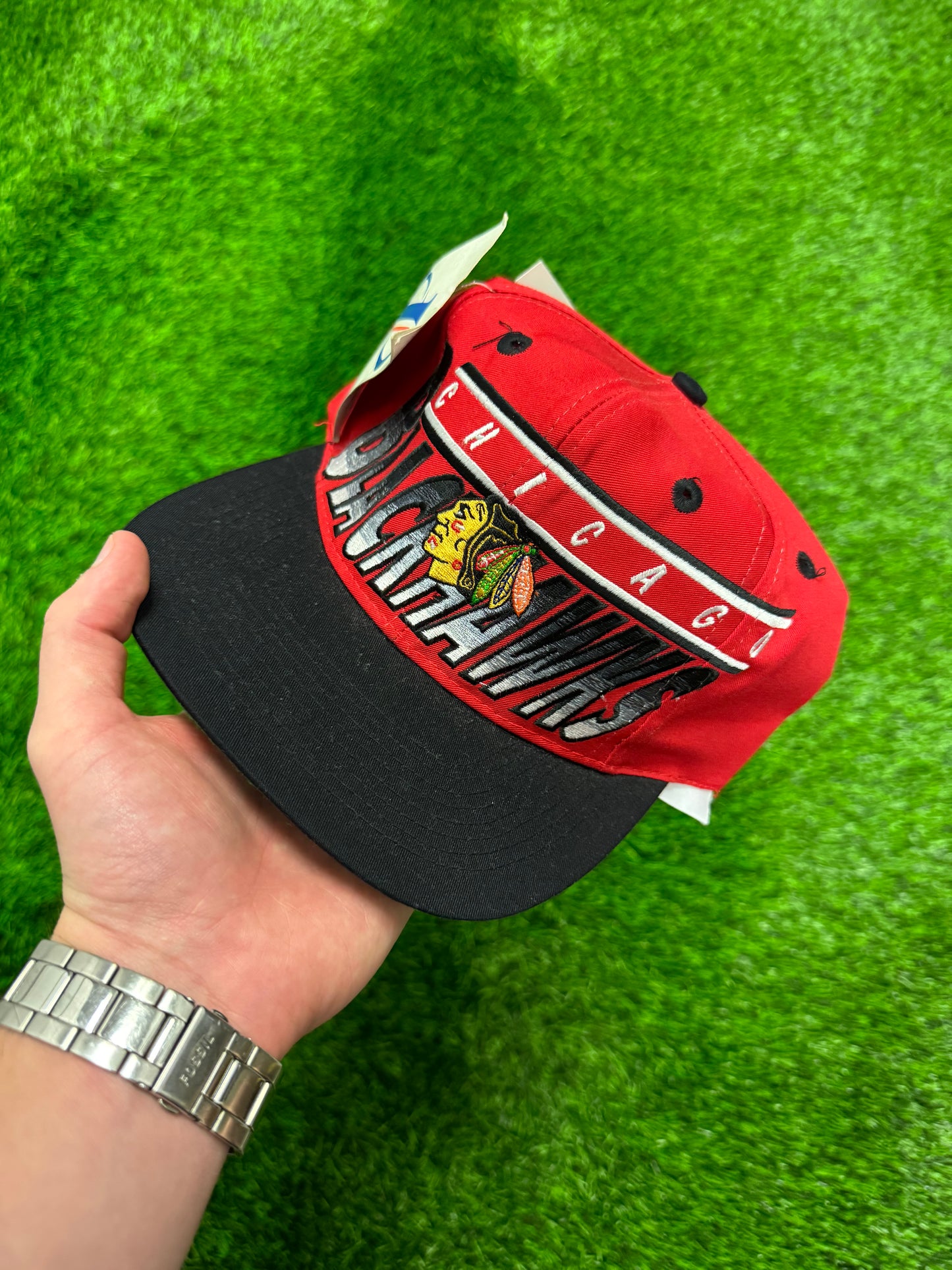 90s Chicago Blackhawks NHL Snapback Deadstock Vintage Hat (OS)