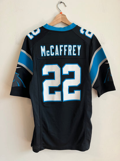 2019 Carolina Panthers Christian McCaffery 25 Seasons Patch Home Jersey (S)