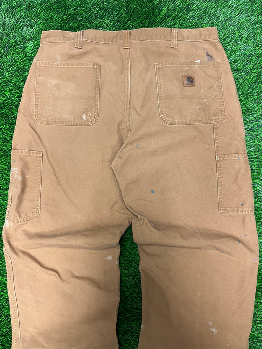 Carhartt Dark Tan Paint Splatter Workwear Pants (38 x 32)