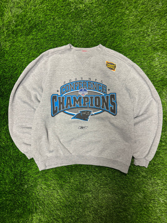 2003 Carolina Panthers NFC Champions Gray Reebok Crewneck (M)