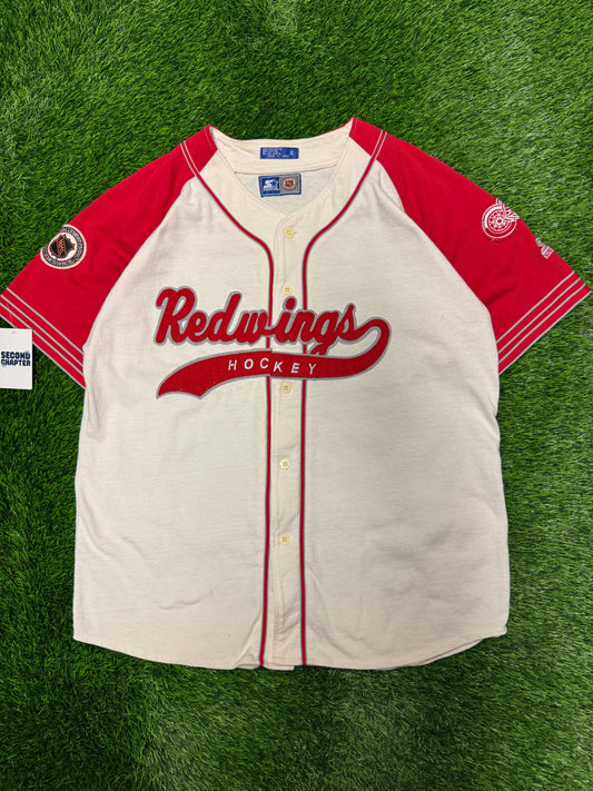 90s Starter Detroit Redwings NHL Baseball Hockey Jersey (XL)