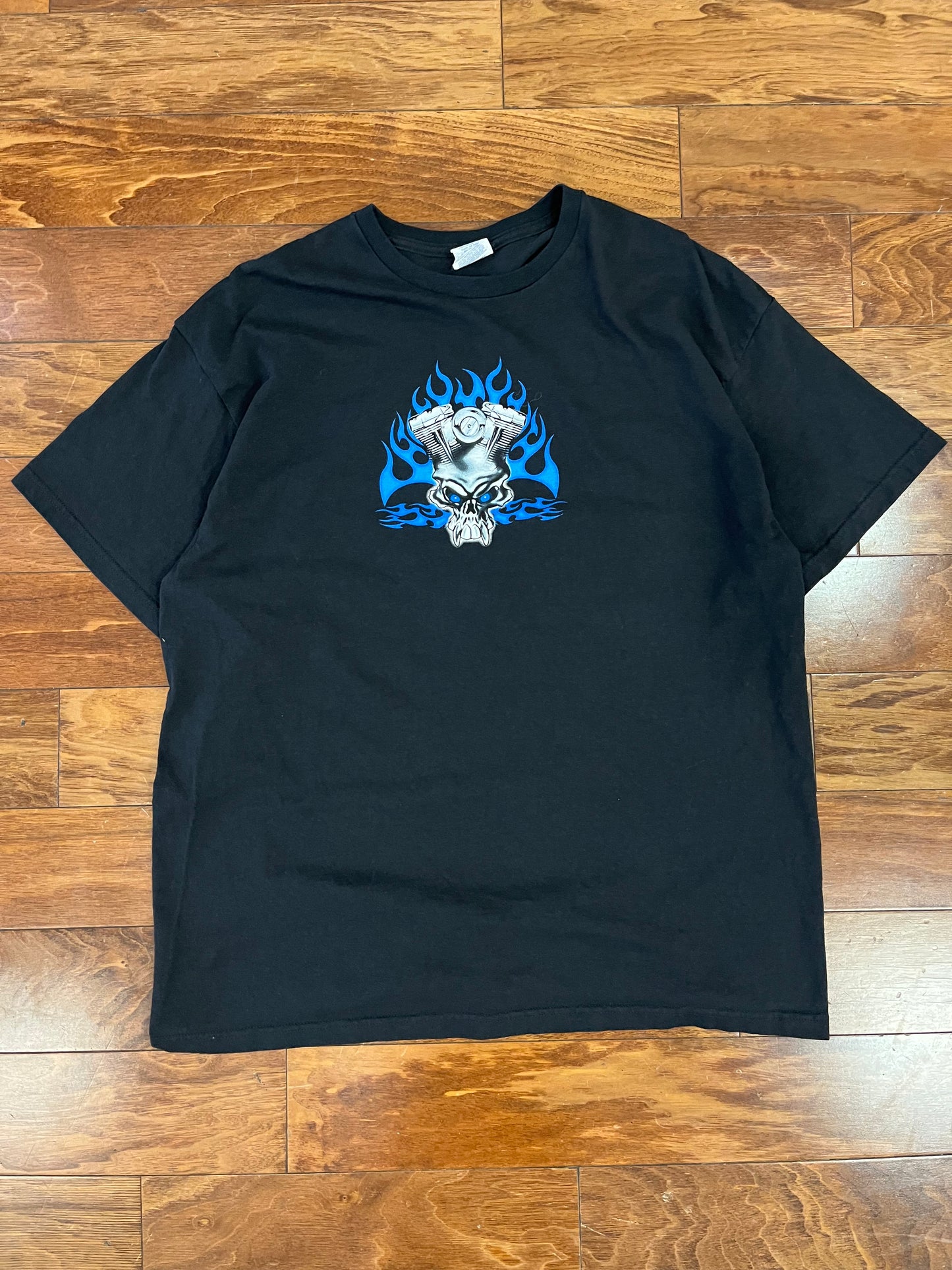 00s Johnny's Blue Flaming Skull Tee (XL)