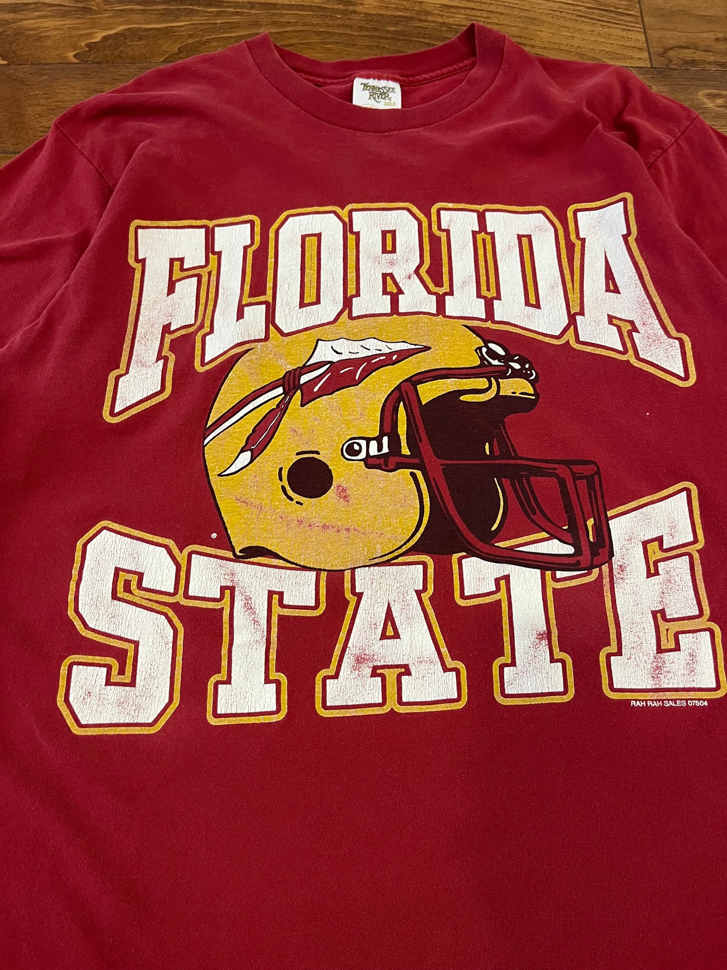 90s Florida State (FSU) Spell Out Helmet Tee (XL)