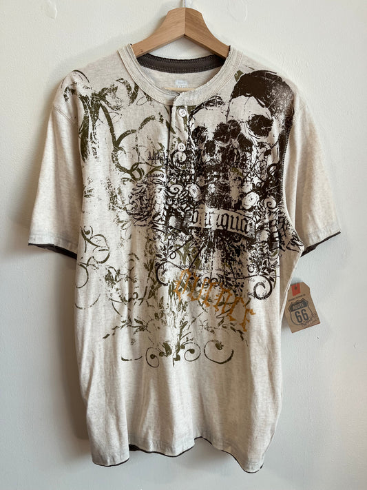 Y2K Route 66 Skull Graphic Tan NWT Tee (XL)