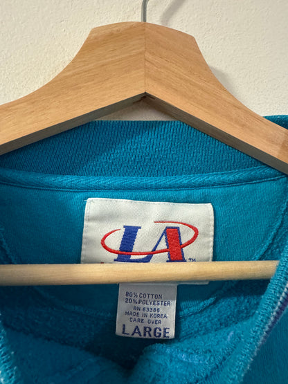 90s Charlotte Hornets Logo Athletic Teal Crewneck (L)