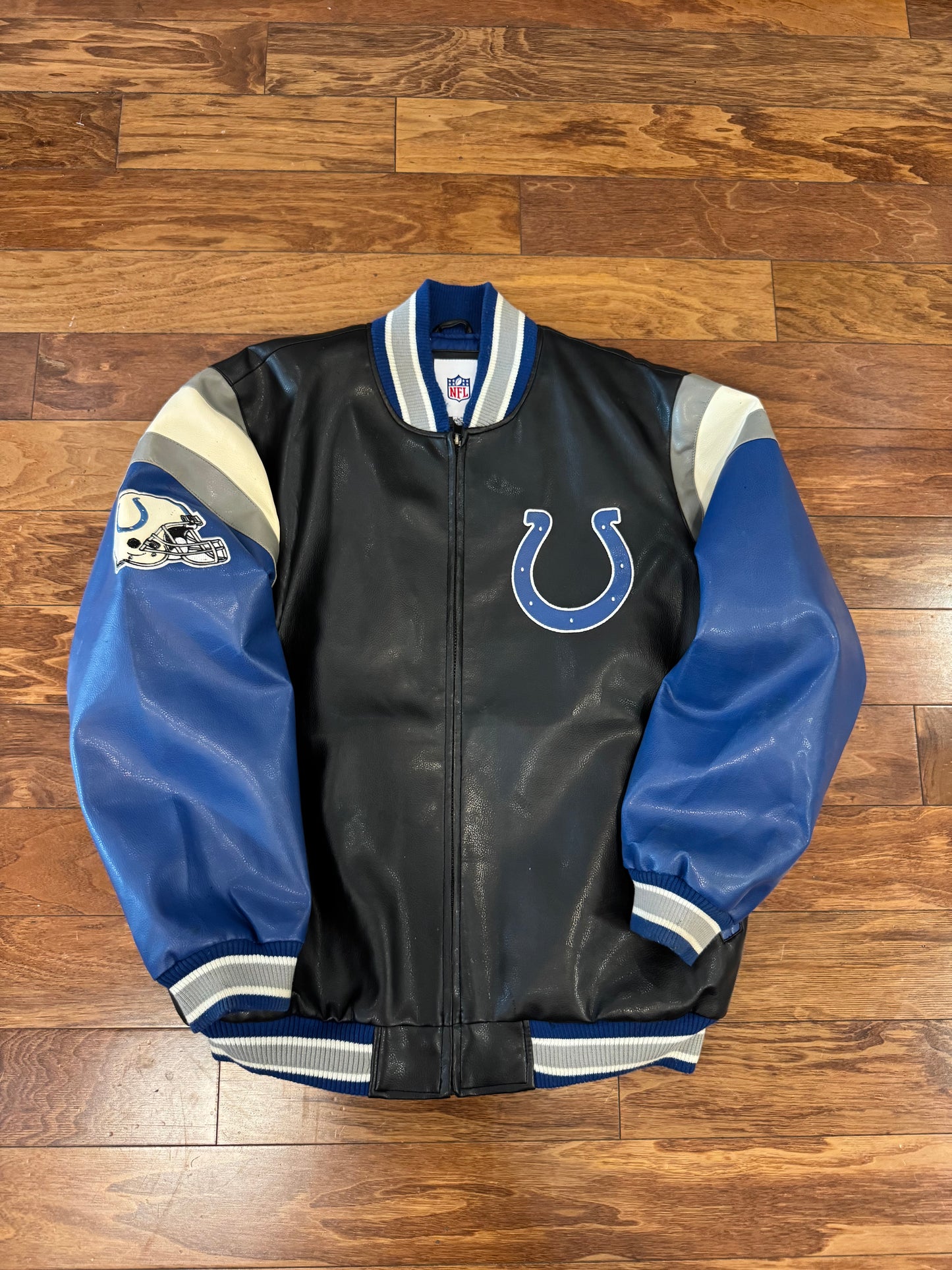 00s Indianapolis Colts Embroidered Leather Jacket (L)