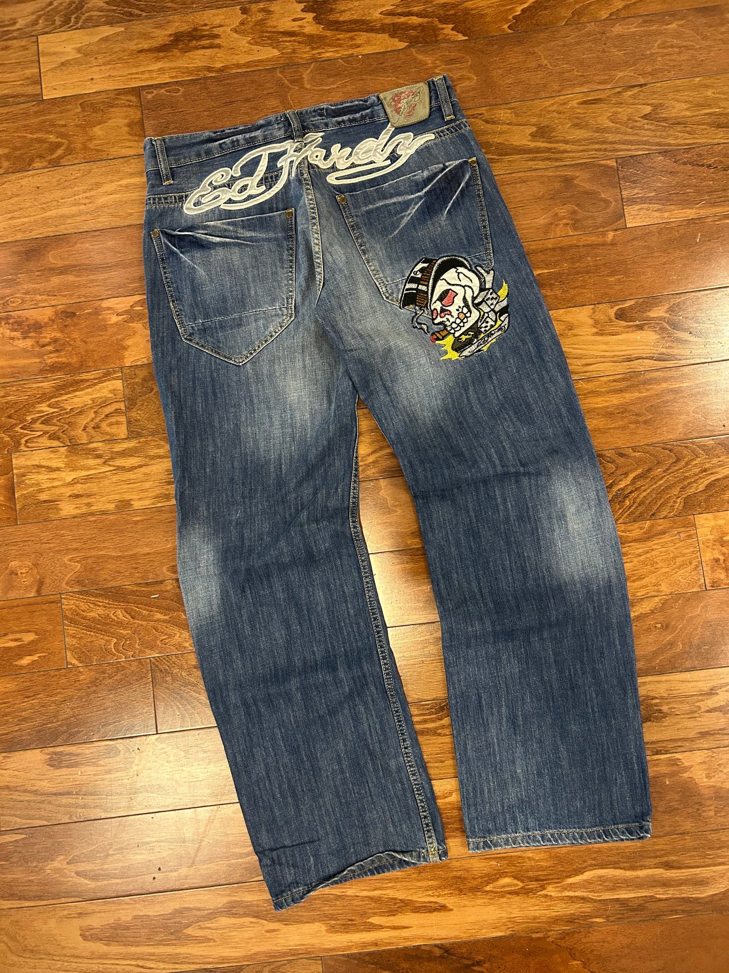00s Ed Hardy Embroidered Skull Jeans (36 x 32)