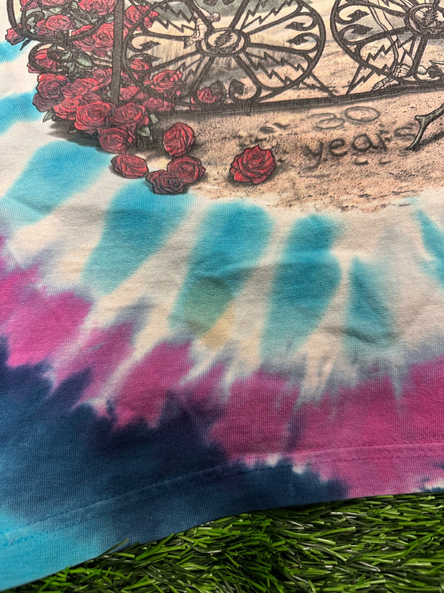 1995 Grateful Dead "Skeleton & Roses" Vintage Band Tie Dye Long Sleeve (XL)