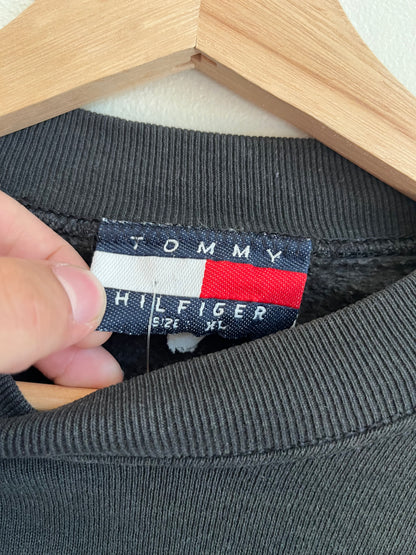 90s Tommy Hilfiger Embroidered Black Crewneck (Youth XL)