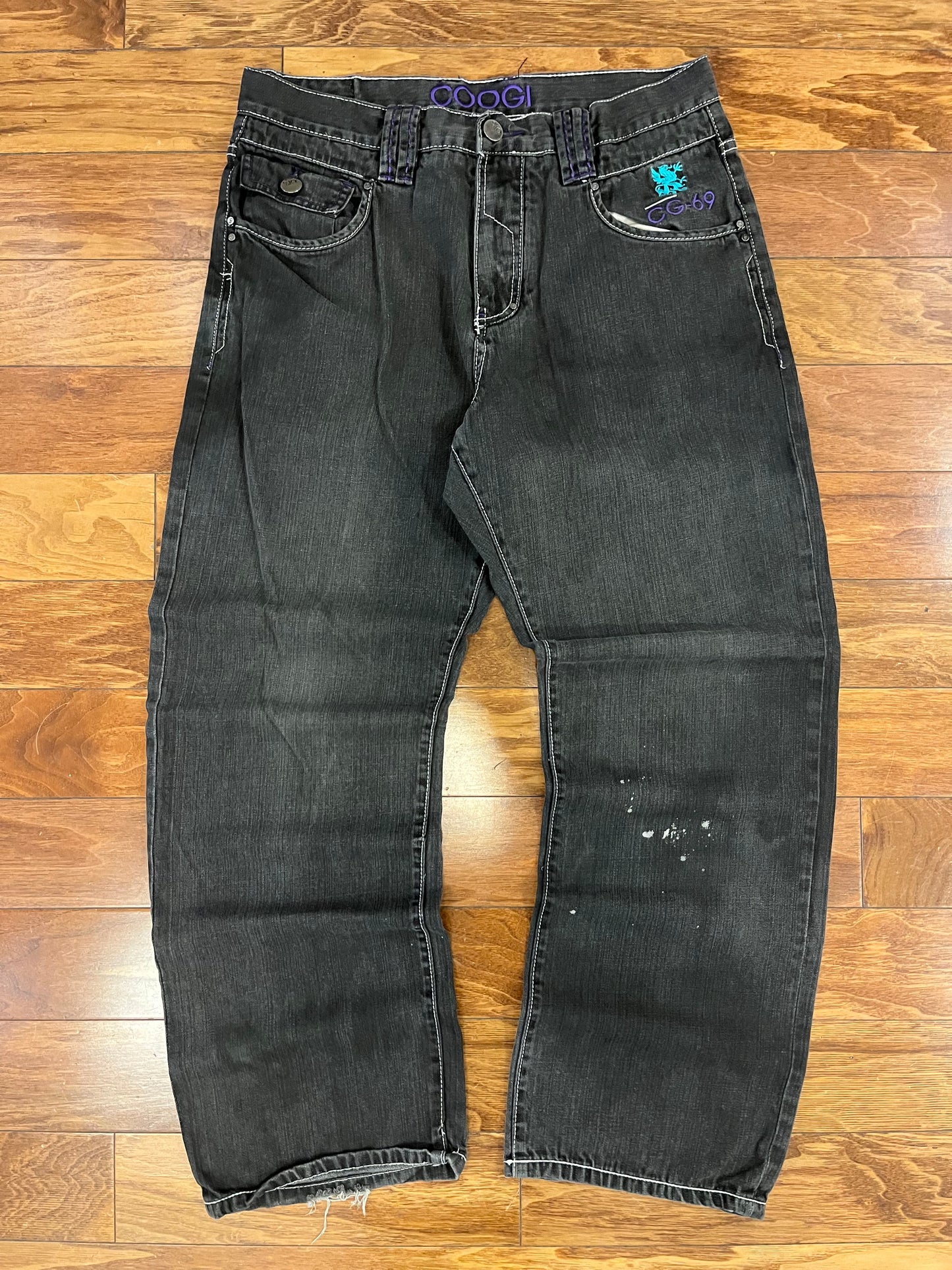 00s Coogi Embroidered Black Jeans (36 x 34)