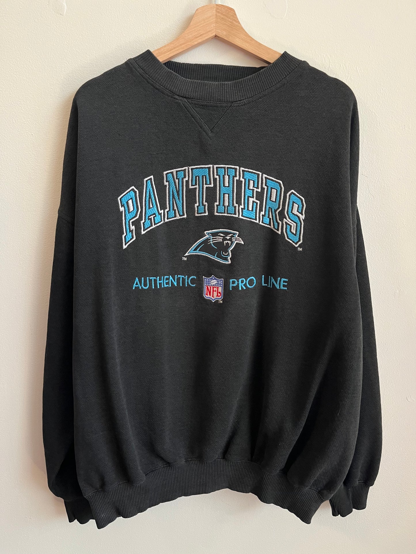 90s Carolina Panthers Logo Athletic Black Crewneck (XXL)
