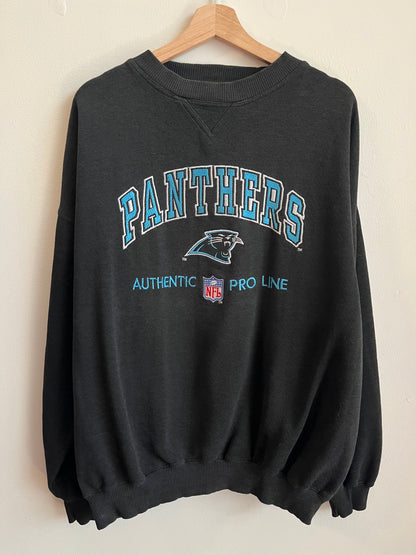 90s Carolina Panthers Logo Athletic Black Crewneck (XXL)