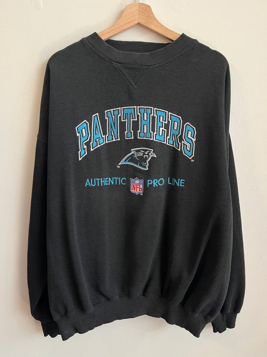 90s Carolina Panthers Logo Athletic Black Crewneck (XXL)