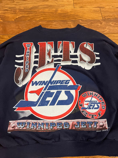 90s Winnipeg Jets Big Graphic Vintage NHL Boxy Crewneck (L)