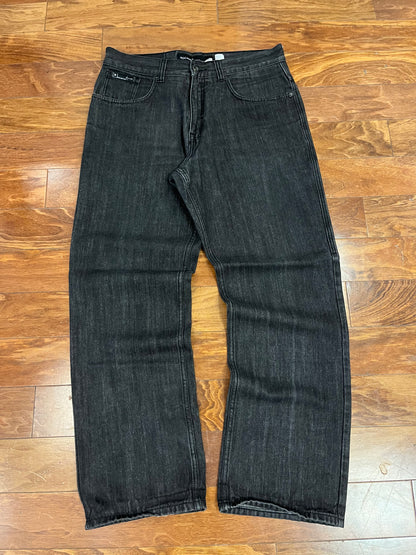 00s Rocawear Baggy Embroidered Black Jeans (36 x 32)