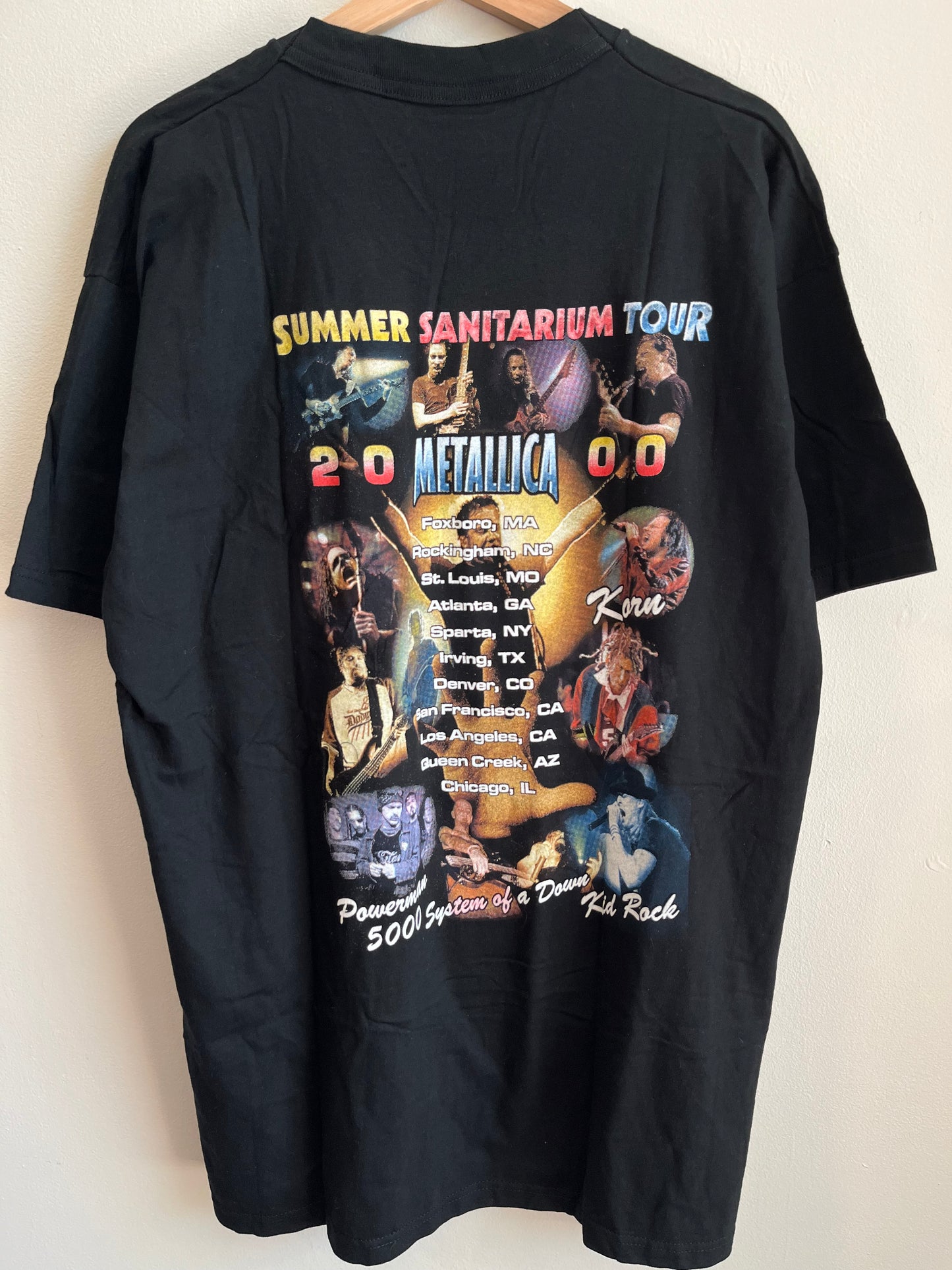 2000 Summer Sanitarium Metallica, Korn, Kid Rock, System of a Down Music Rap Tee (XL)