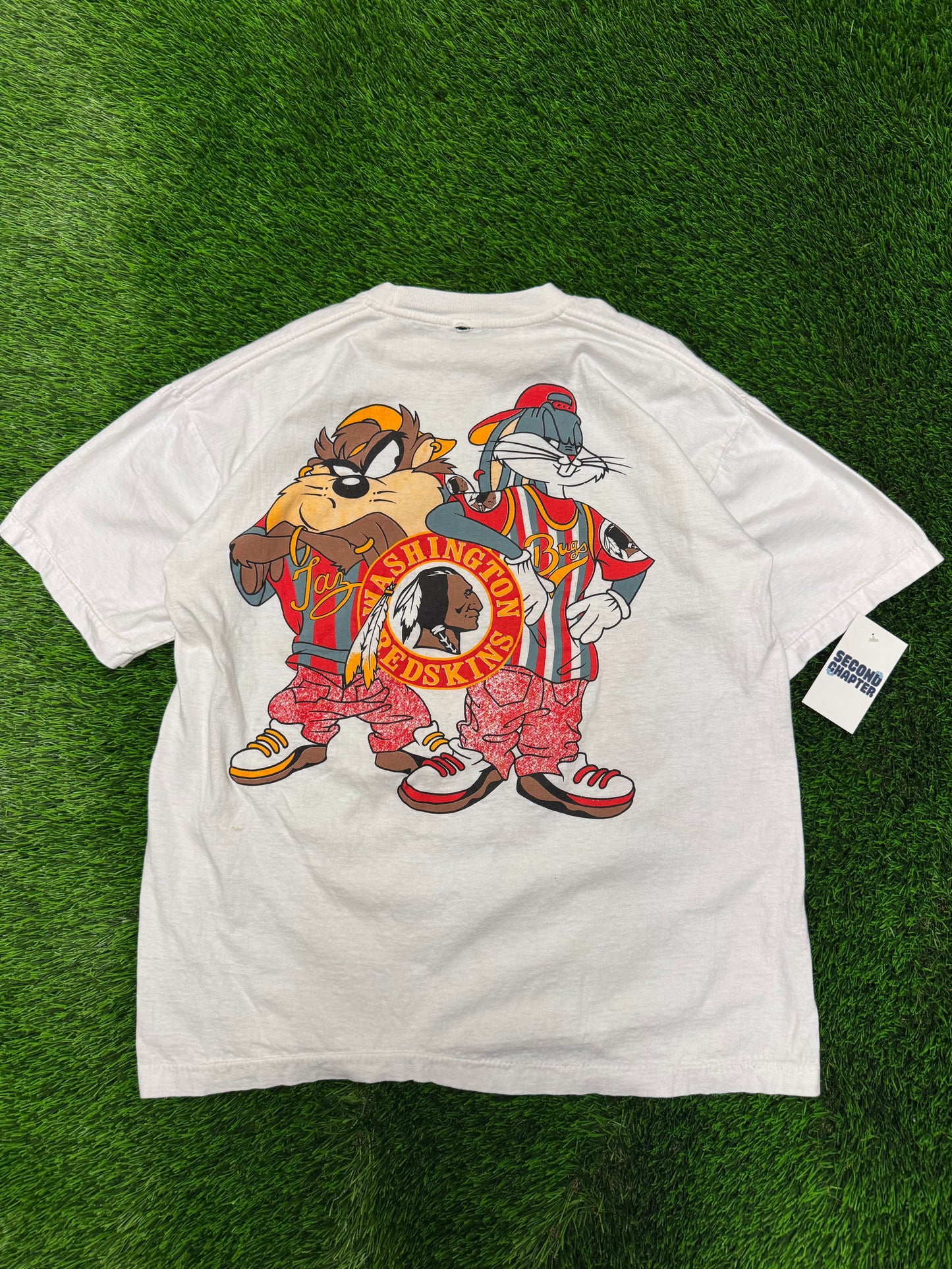 90s Washington Redskins Looney Tunes Taz & Bugs Tee (L)