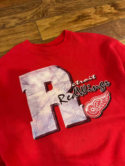 90s Detroit Red Wings Vintage Lee Spell Out Crewneck (XL)