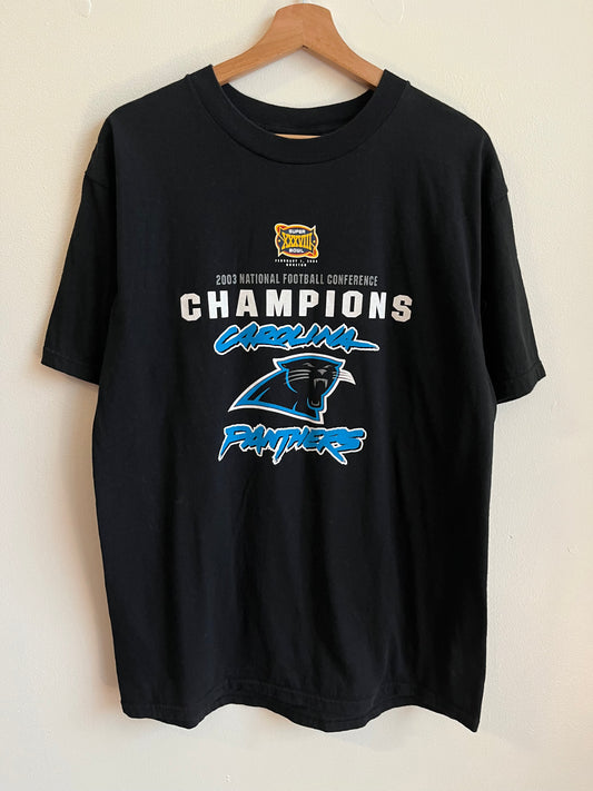 2003 Carolina Panthers NFL Super Bowl NFC Champions Black Tee (M)