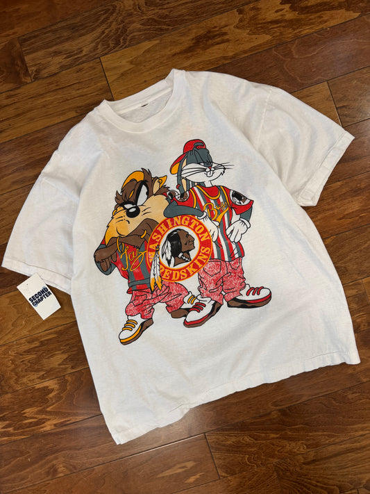 90s Washington Redskins Looney Tunes Taz & Bugs Tee (L)