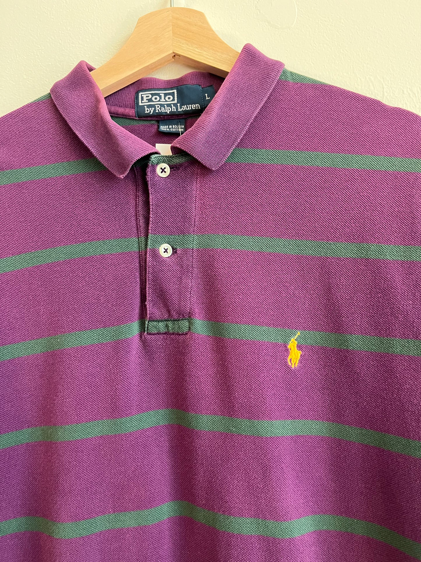 00s Polo Ralph Lauren Striped Purple Shirt (L)