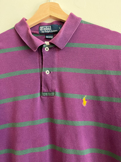 00s Polo Ralph Lauren Striped Purple Shirt (L)