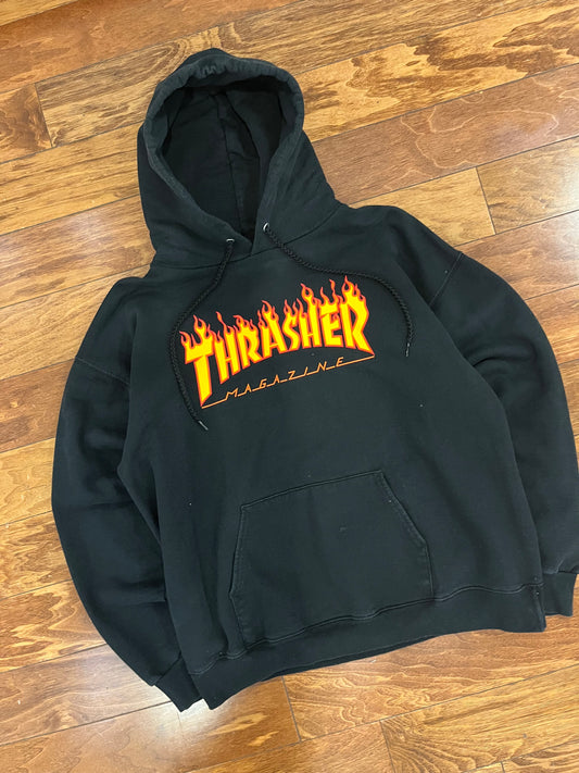 Thrasher Magazine Spell Out Essential Black Hoodie (M)