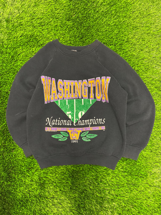 1991 University of Washington Huskies National Champions Vintage Crewneck (M)