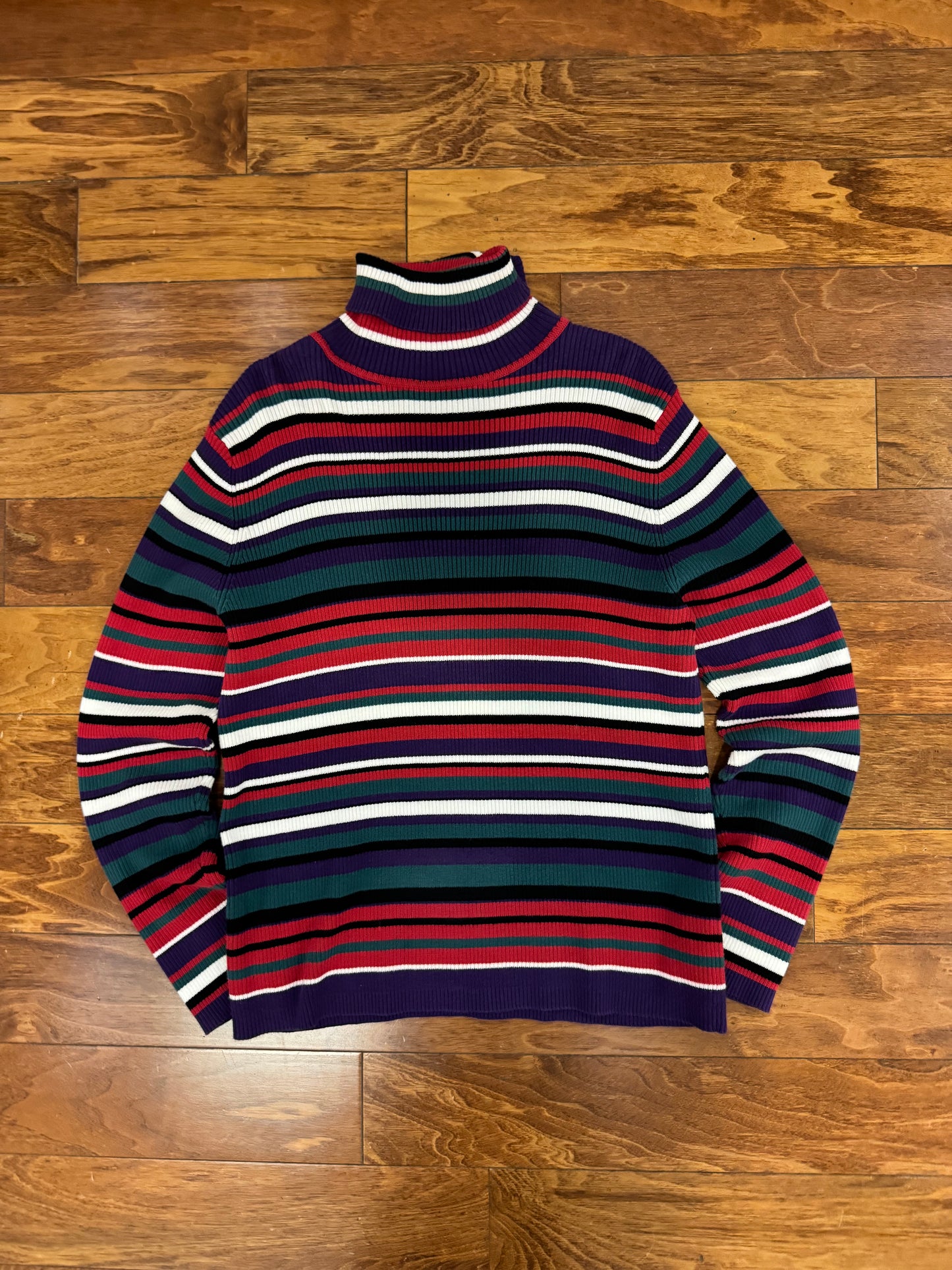 90s Appleseed Striped Women's Turtleneck Sweater (S)
