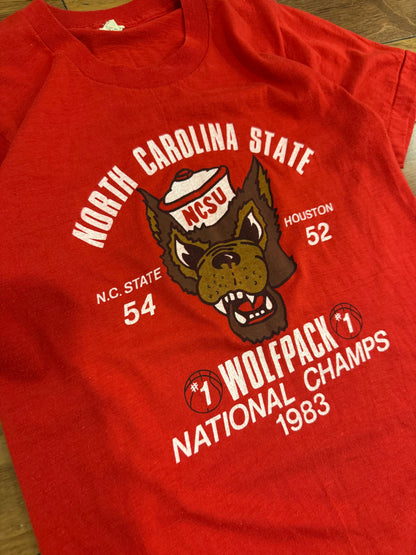 1983 NC State Wolfpack NCAA Vintage Basketball Champions Tee (S)