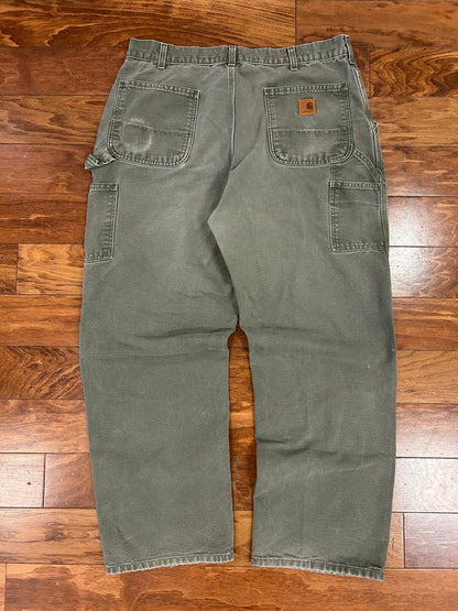 2013 Carhartt Faded Olive Green Carpenter Pants (36 x 32)